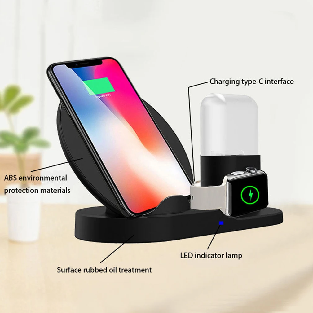3 в 1 Qi Беспроводная быстрая зарядная панель для Apple Watch airpods iPhone Xs Max samsung