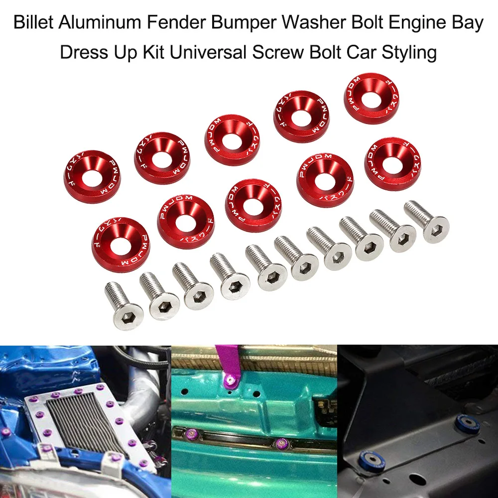 Billet Aluminum Fender Bumper Washer Bolt Engine Bay Dress Up Kit Universal Screw Bolt Car Styling Car Accessories