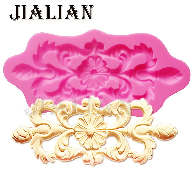Flowers vine lace border silicone mold for cake decorating tools formas de silicone Clay Resin