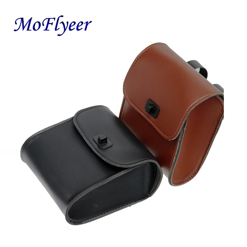 MoFlyeer Universal Motorcycle Handlebar Sissy Bar Saddlebag Side Bag PU Leather Tool Bag For Harley Honda