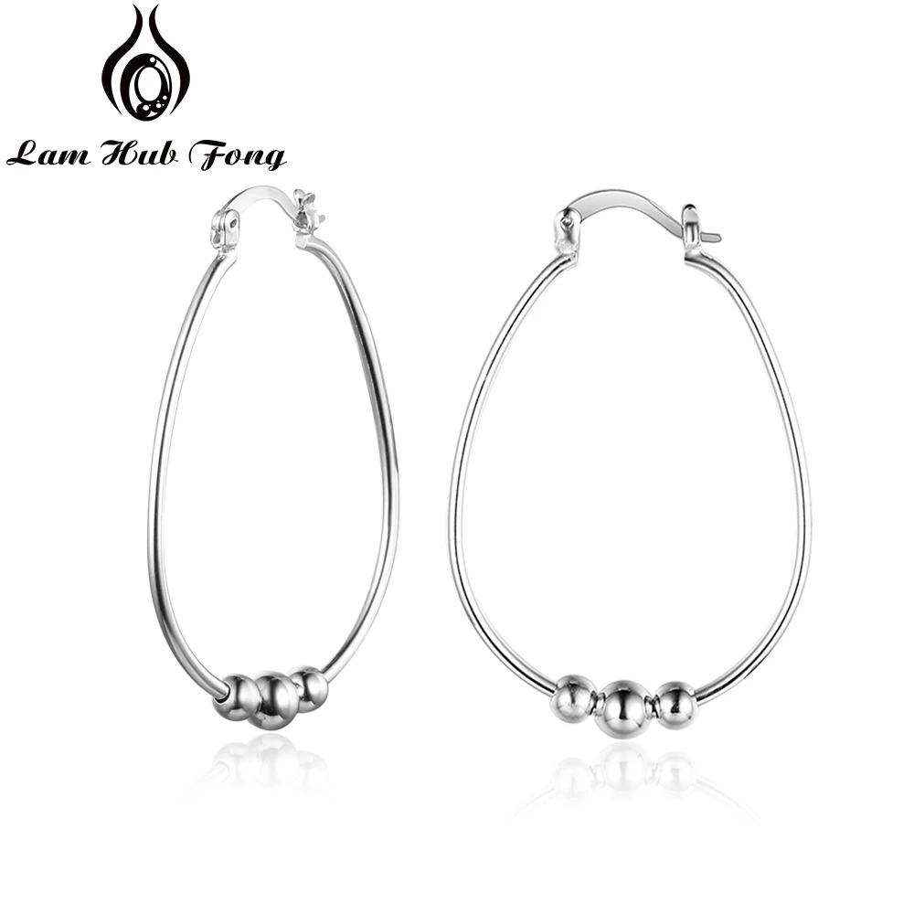 Minimalist Large Circle Hoop Earrings with Beads Teardrop Shape Earrings for Women Fashion Jewelry Birthday Gift(Lam Hub Fong