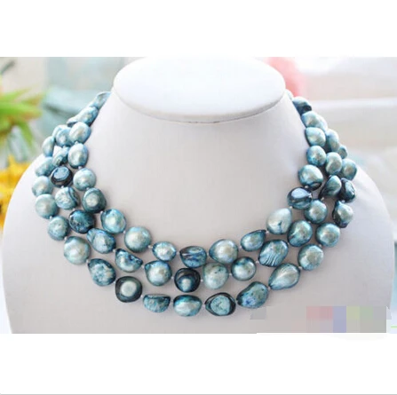 

Hot sell Noble- hot sell new - P4120 50" 14mm blue baroque freshwater pearl necklace^^^@^Noble style Natural Fine jewe FREE SHIP