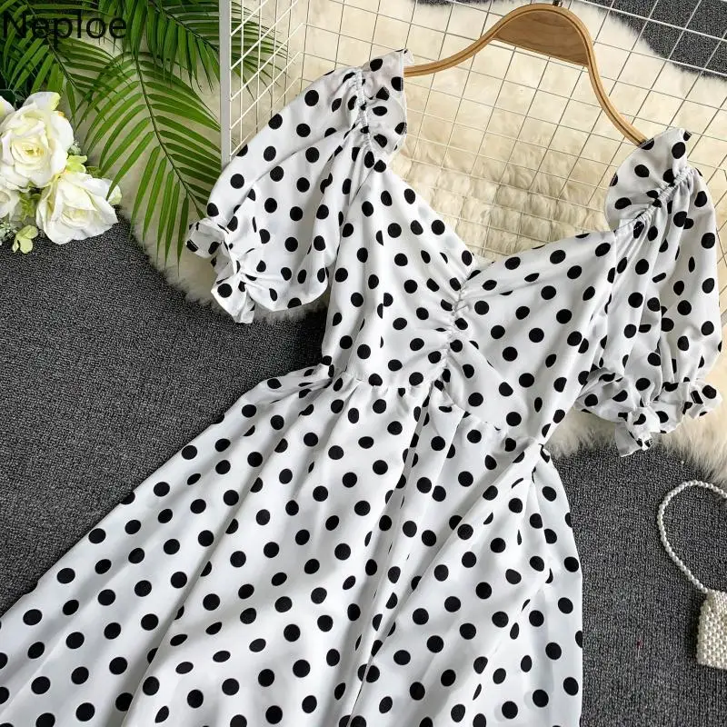 Neploe Лето 2019 женское платье шикарное в горошек с пышными рукавами Vestidos Винтажное v