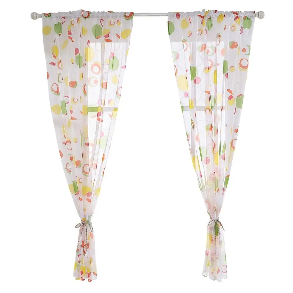 Cortinas de tul 3d impresas decoraciones de cocina tratamientos de ventana divisor de sala de estar americano cortina de gasa transparente Valance moderno