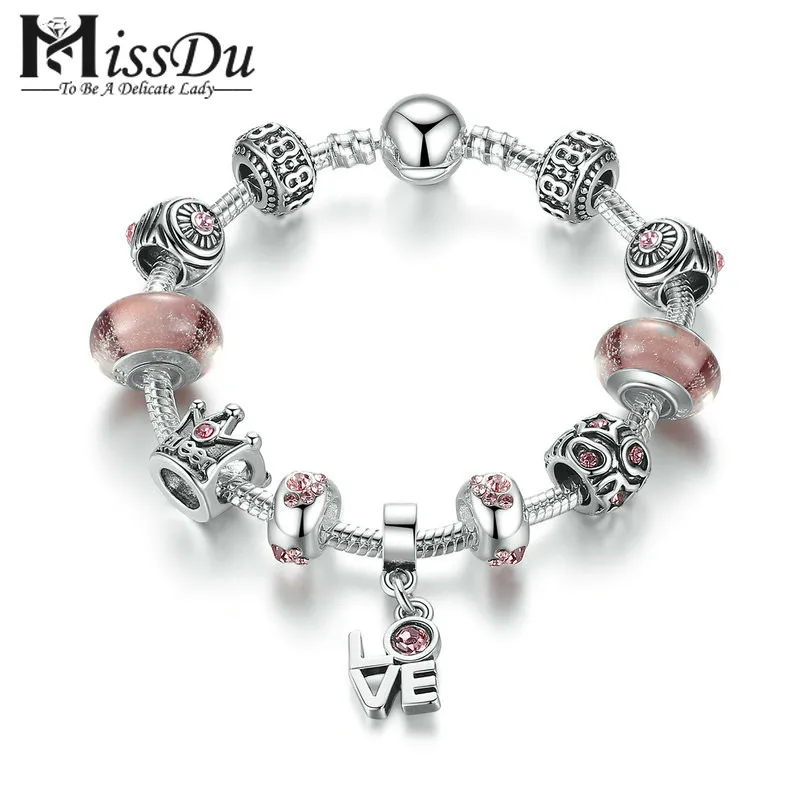 

Classic Silver Color Love Pendant & High Quality Brown Murano Beads Star Charm Bracelets Jewelry Accessories PA1905