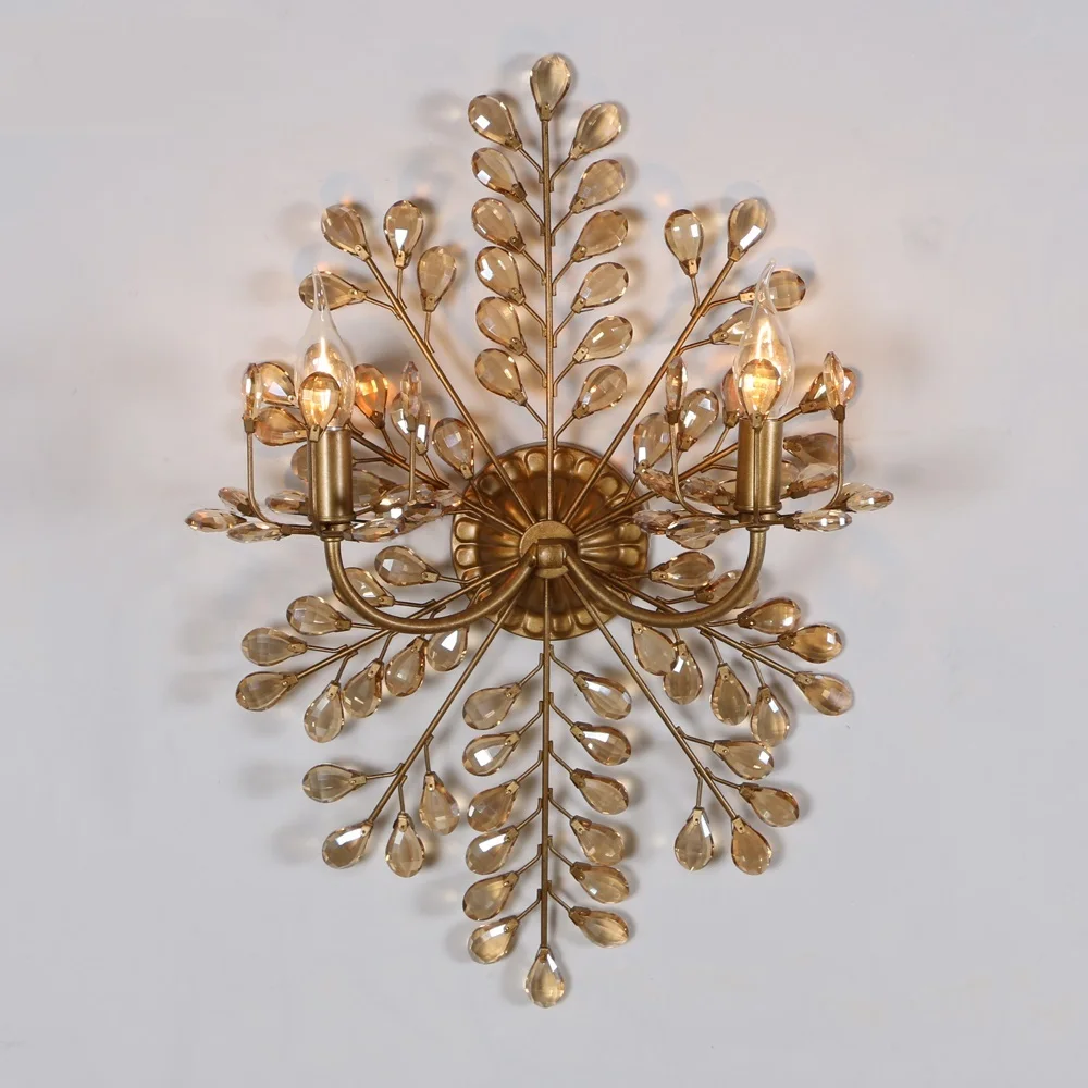 

peacock e14 Vintage double heads wall lamps bedroom aisle stairs crystal home clothing store wall light ZA918729