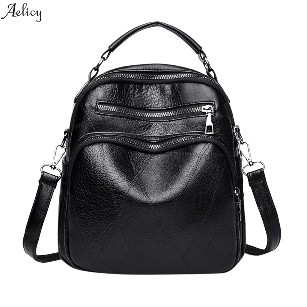 

2019 Women Vintage Leather Backpack Student Bag Backpack School Travel Bags College Casual Zipper Shoulder Bag Backpack