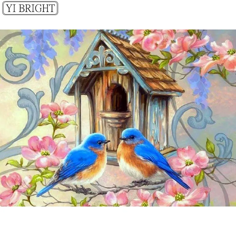

5D DIY Full Square Diamond Painting Cross Stitch Two magpies 3D Diamond Embroidery Rhinestone Mosaic Home Decoration WHY