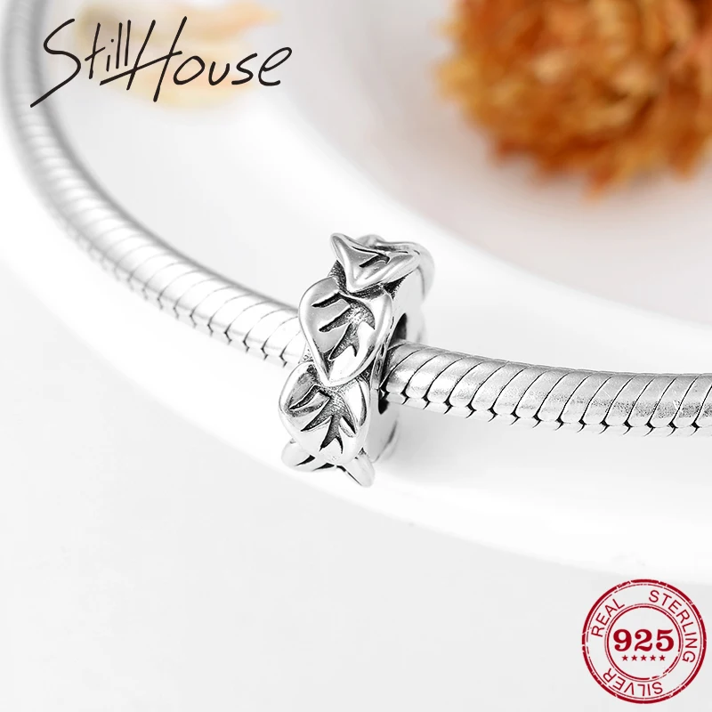 

Genuine 925 Sterling Silver Elegant Leaves spacer stopper Beads fit Women Pandora Charm Bracelets Necklace DIY Jewelry 2018