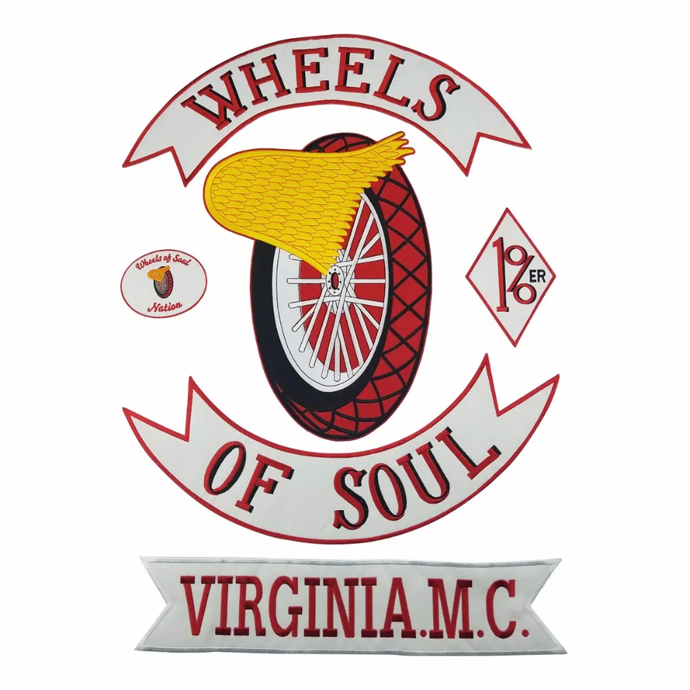 T41901 New Arrival WHEELS OF SOUL 1% Motorcycle Biker Embroidered Patch Iron On Jacket Vest Rider Badge Full Back Large Size Patch Free Shipping (1)