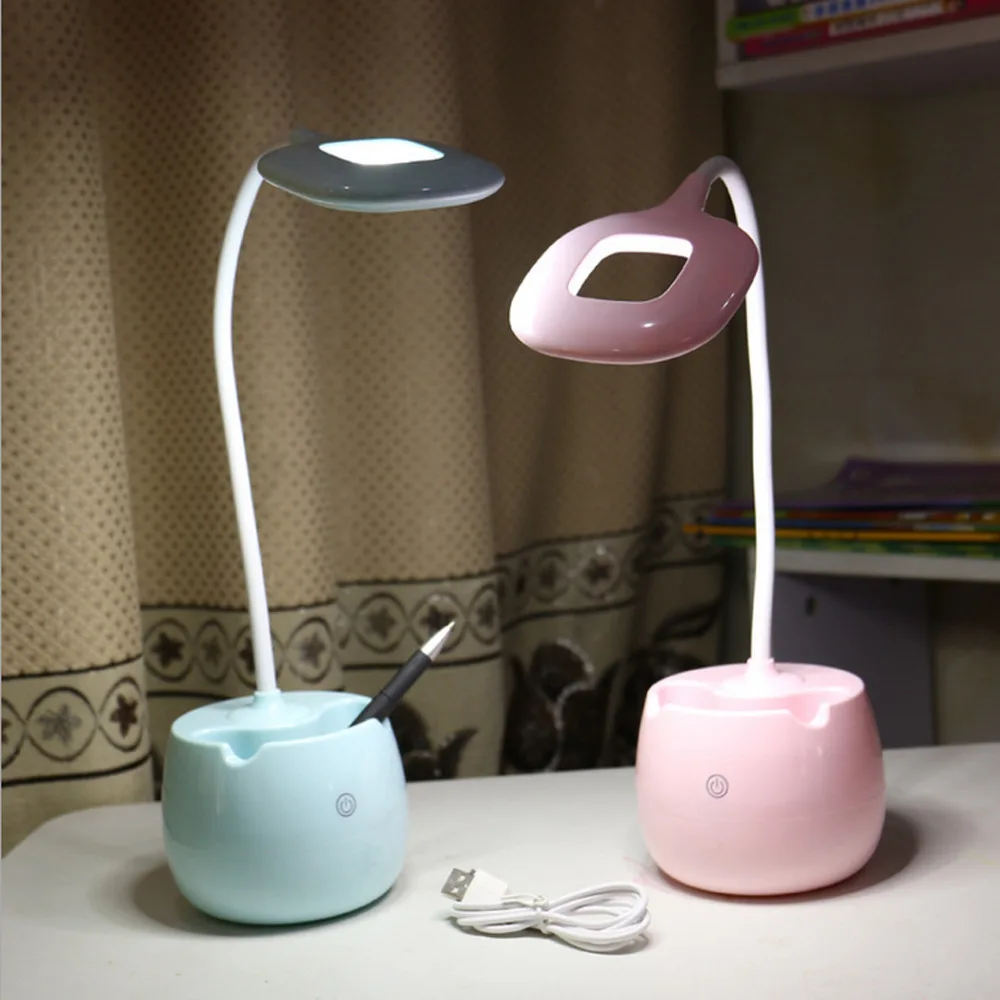 

LED Desk Lamp with Pen Holder Eye-Caring Table Lamp Dimmable Office Lamp Flexible Touch Control USB Rechargeable Table lamp