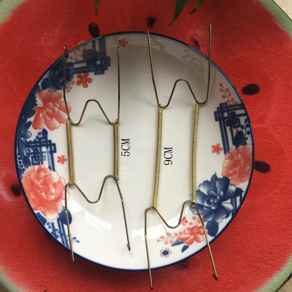 4pcs Plate Wire Spring Dishes Wall Hang Hangers Holder Display 8/12inch