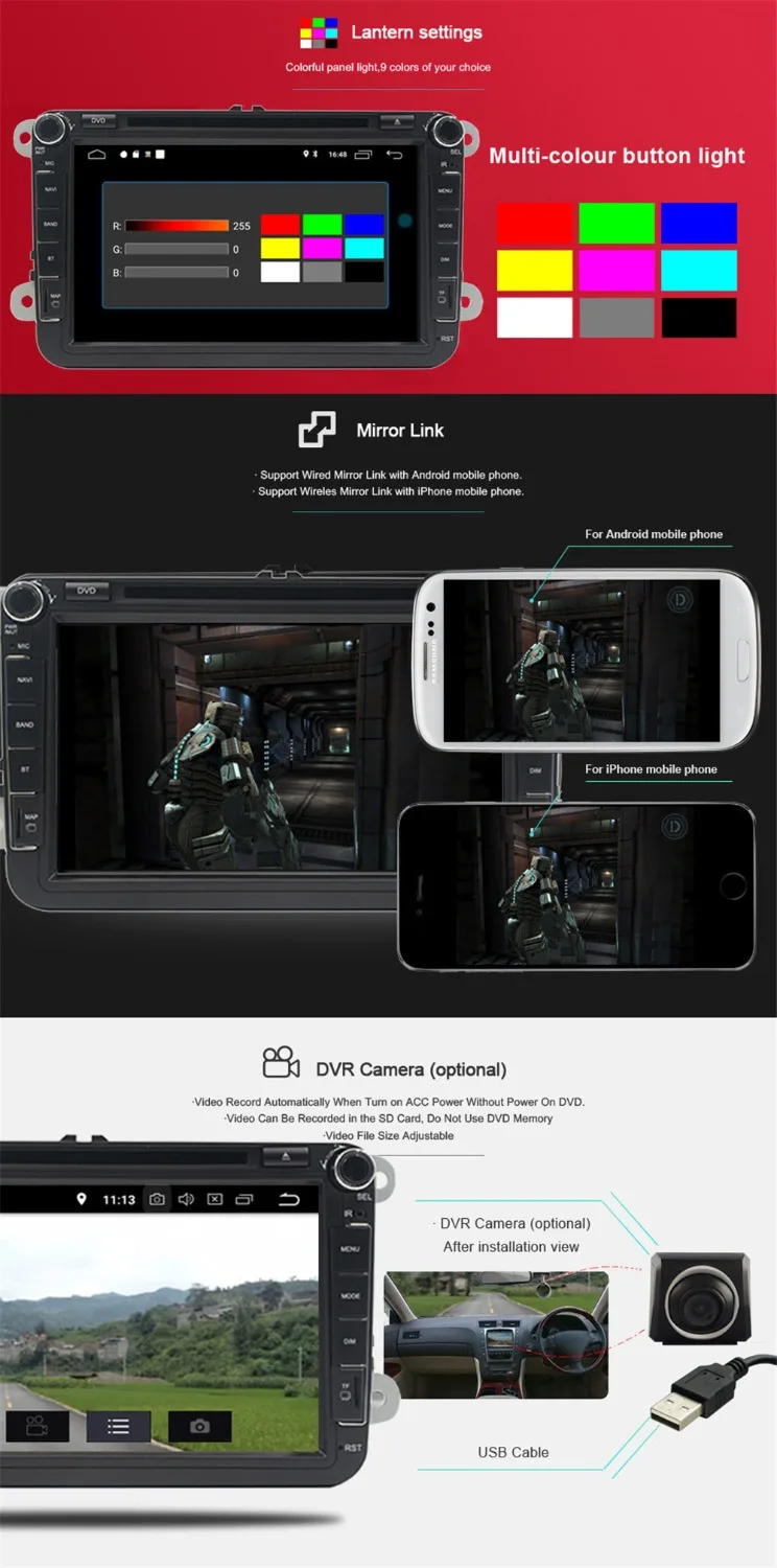Cheap Android 9.1 Octa Core Car DVD Player for VW Golf Passat Polo Jetta Tiguan 8
