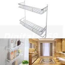 2016 Hot Sale Silver Aluminium Shower Storage Holder Rack Bathroom Accessories With Hooks 1305 40*44*12CM Free Shipping