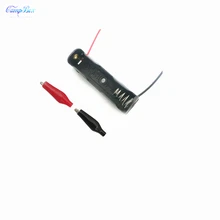 100Pcs 1xAAA Battery Case Holder Socket Wire Junction Boxes With 15cm Wires, Black+Red Crocodile Alligator Clip
