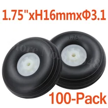 100 шт./лот 1,7" /45 мм Резиновые хвостовые колеса нейлон Ступица шестерни, толщина: 16 мм ось отверстие: 3,1 мм RC самолет Замена дистанционного управления