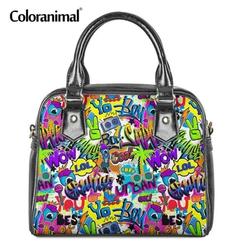 

Coloranimal Graffiti Spray Women Luxury Handbag Eco Female Leather PU Messenger Shoulder Bag Ladies Bag 3D Print Leather Wallet