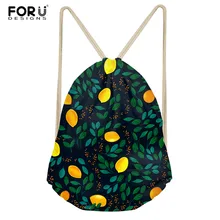 FORUDESIGNS/сумки на шнурке 3D с принтом лимонного дерева женские школьные сумки для путешествий Kawaii тканевая сумка модный маленький рюкзак