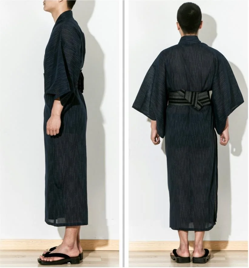 Мужская длинная Пижама кимоно в японском стиле Yukata летняя дышащая хлопковая