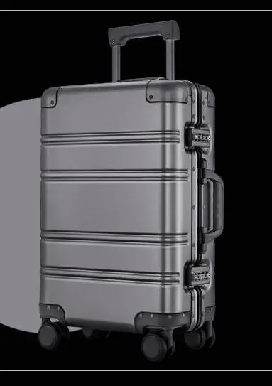 Алюминий алюминиево-магниевого сплава тянуть-Роба коробка металлический чемодан бесшумный Универсальный колеса Дамский чемодан Мужской 20 дюймов чемодан багажный 24 дюйма - Цвет: 24 Inch Gray