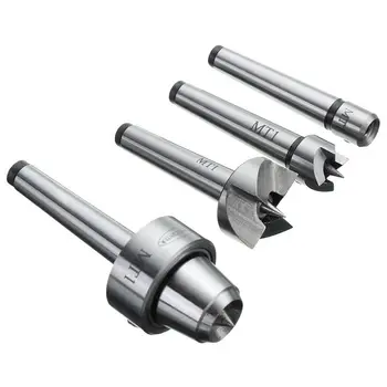 

ELEG-4pcs MT1 Wood Lathe Live Center And Drive Spur Cup MT1 Arbor with Wooden Case