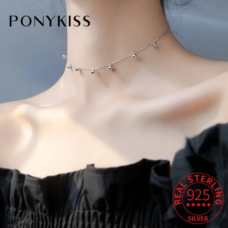 Женское колье-чокер с бусинами PONYKISS модное вечернее ожерелье из 100% стерлингового