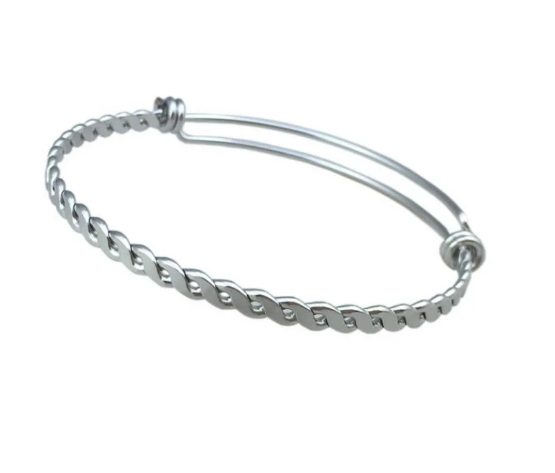 50pcs/lot Wholesale Stainless Steel TWISTED Expandable Bangle, 60MM
