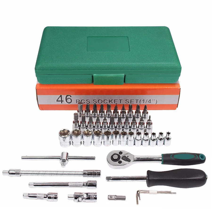 Car Repair Tool 46pcs 1/4-Inch Socket Set Car Repair Tool Ratchet Torque Wrench Combo Tools Kit Auto Repairing Tool Set Car Repair Tool 46pcs 1/4-Inch Socket Set Car Repair Tool Ratchet Torque Wrench Combo Tools Kit Auto Repairing Tool Set