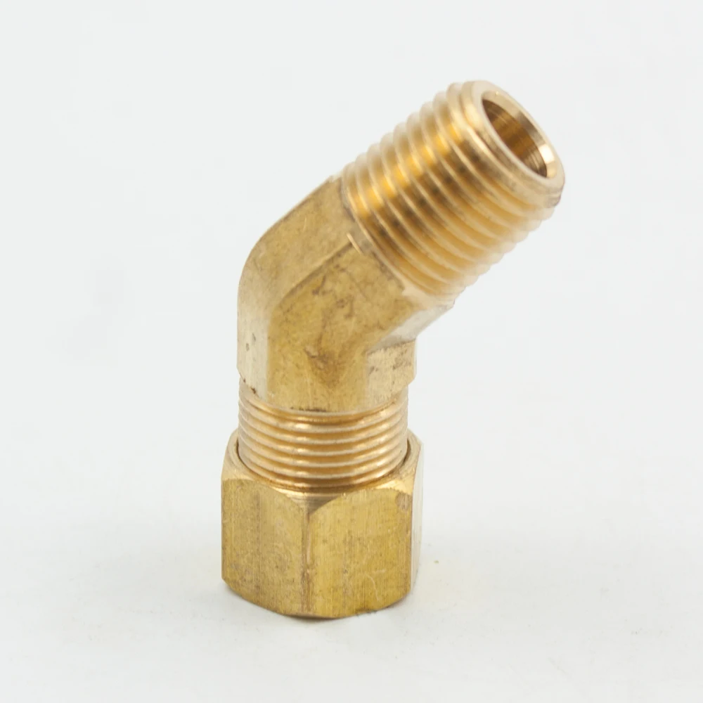 

Legines Pack of 2 Brass Compreesion Fitting, 45 Degree Elbow, Male Elbow to Male Pipe Thread,3/8 x3/8 Tube OD with NPT Male