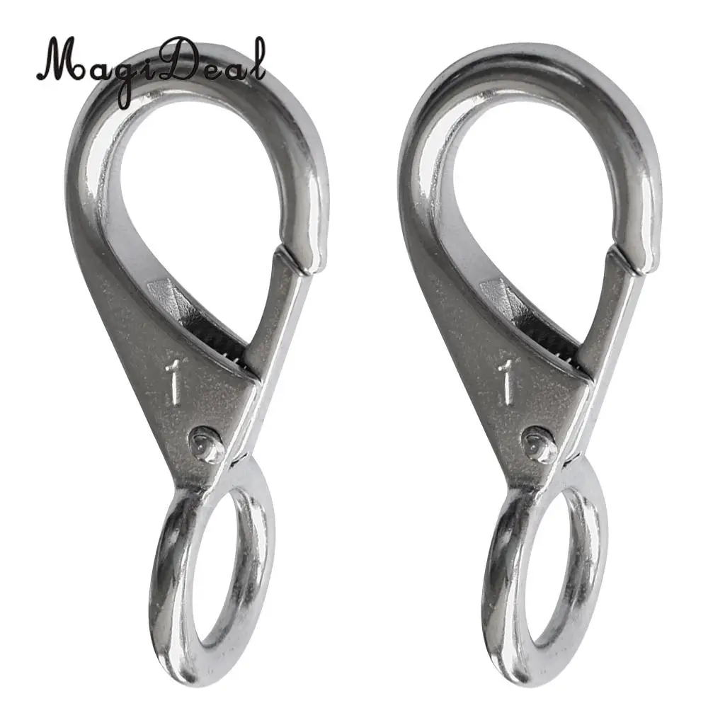 MagiDeal Superior 2Pcs 316 Stainless Steel Fixed Eye Boat Spring Snap Hook Marine Hardware Kit for Marine Industrial Application