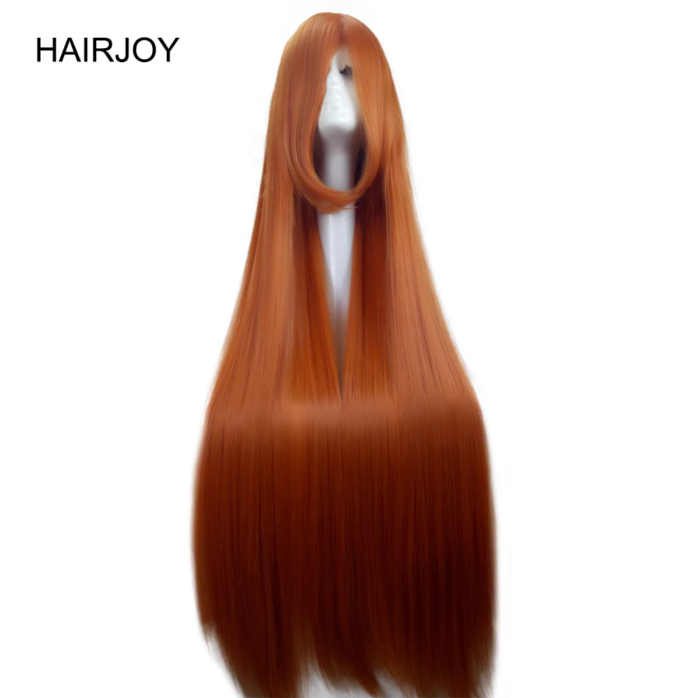 HAIRJOY naranja verde disfraz fiesta Cosplay peluca 100cm largo recto pelo sintético pelucas completas 9 colores disponibles envío gratis