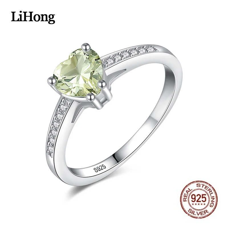 

Fashion Lady Ring S925 New Mysterious Romantic Heart Birthstone Natural Synthetic Gemstone Ring Fashion Silver Gemstone Ring