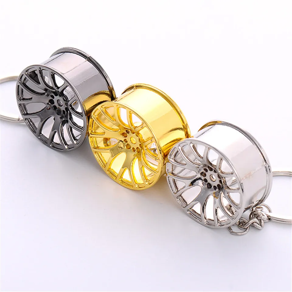 Cool Luxury Metal Creative Keychain Wheel Rim Model Key Chain Car Personality Keyring Wheel Hub Key Chains Key Rings (6)