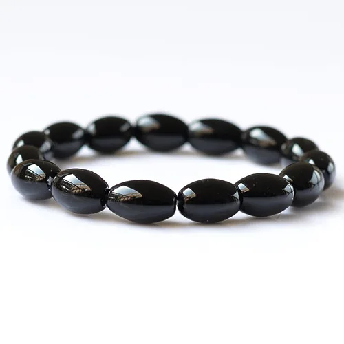 

Natural black onyx beads bracelet jewelry women bracelet men jewelry beds about 8mm x 12mm fashion Christmas gift fashion 0417
