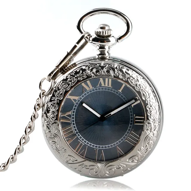 Vintage Mechanical Automatic Self Wind Pocket Watch Transparent Silver Pocket Wa Vintage Mechanical Automatic Self Wind Pocket Watch Transparent Silver Pocket Wa