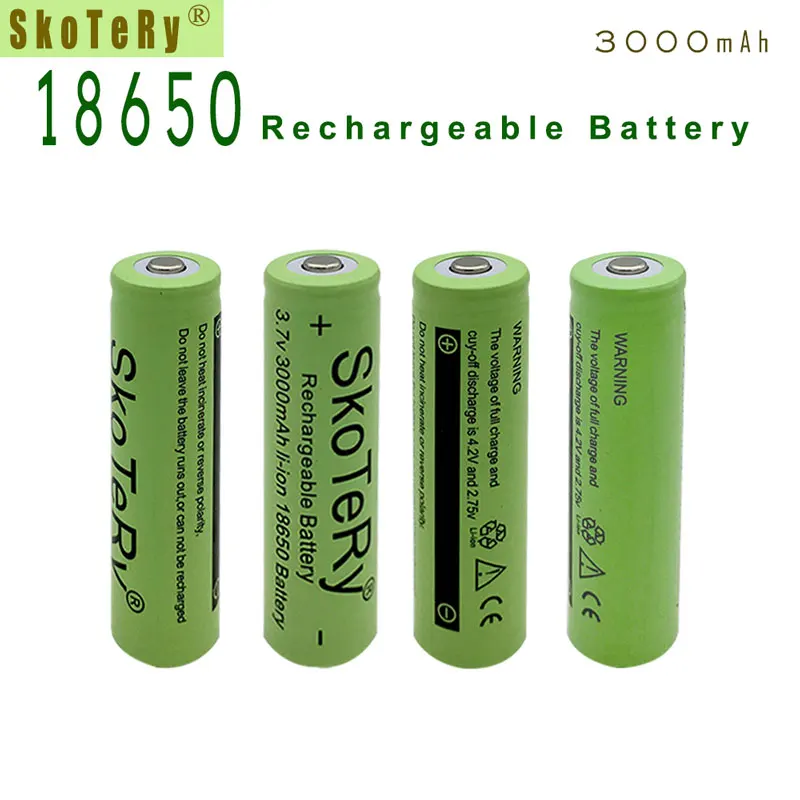 10 шт SkoTeRy 18650 литий-ионный аккумулятор, литиионый аккумулятор, 3000mAh 3,7 V литий-ионная аккумуляторная батарея 18650 батареи зеленый