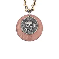 Antique Vintage Long Rope Chain Necklace Wooden antique bronze Alloy gold coin Pendants Neckless Cord Jewelry Accessories