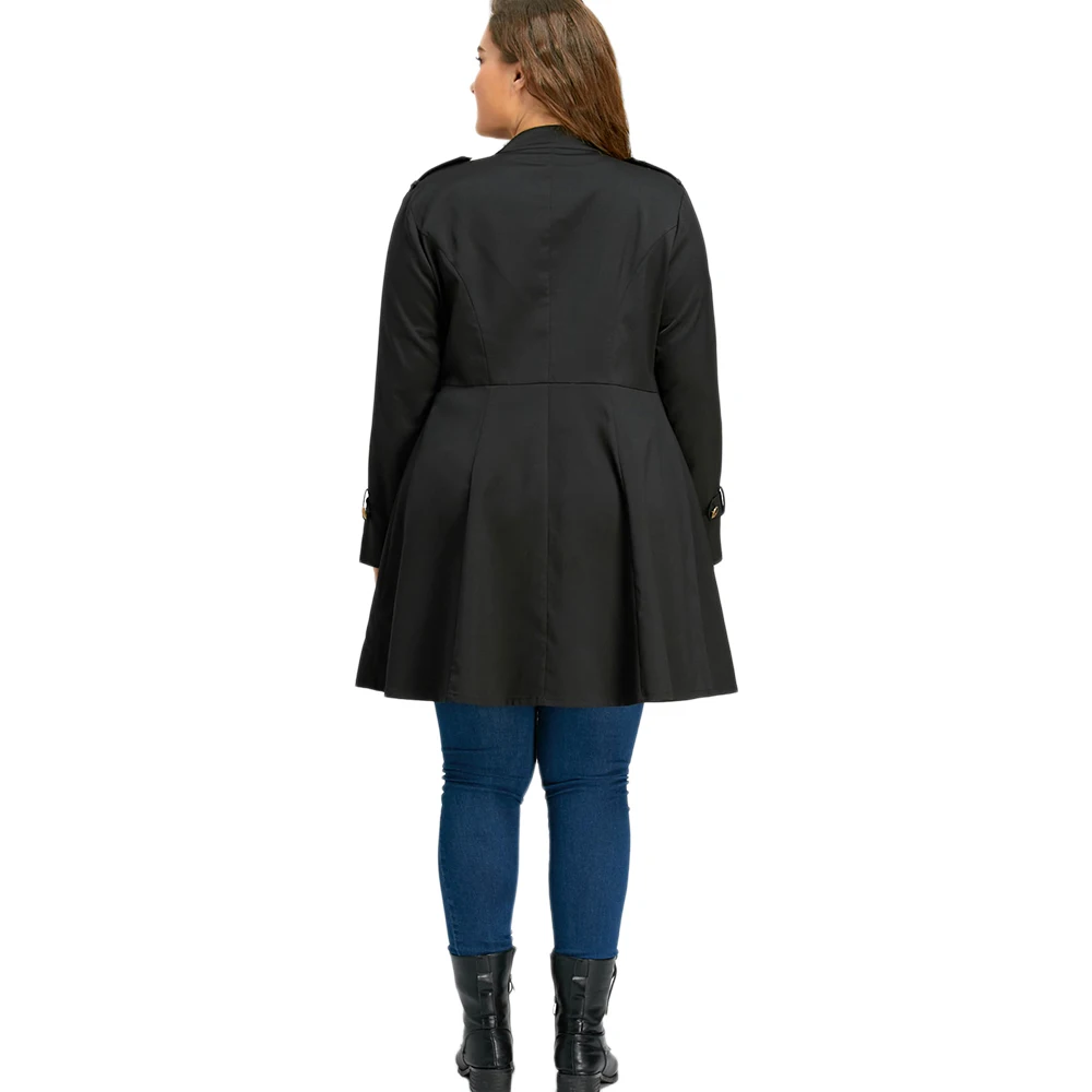 Couleur Wear Lady Green Manteaux purple wine Work Fusée Taille Femmes Noir Red La Office army Belle Black Double Outwear Tranchée Manteau Boutonnage Plus ZCOn0nwq