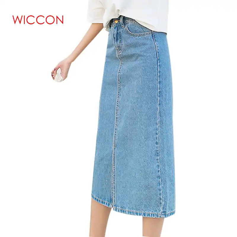 denim wrap maxi skirt