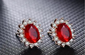 

Ruby Princess Earring Female rose gold temperament simple earrings necklace Ring Jewelry Three package luxury
