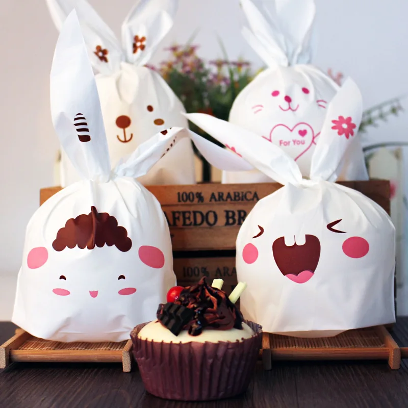 10 шт./лот милые с кроличьими ушами для печенья сумки подарочные пакеты для конфет закуски выпечка посылка Свадебные сувениры подарки День рождения JPDZS487-10