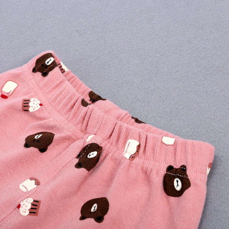 cartoon bear print long sleeve  baby homewear  O-Neck baby clothes set elastic breathable fabric (4)