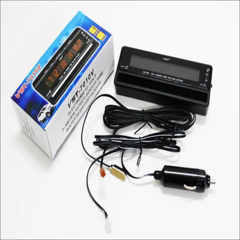 

Car LED Electronic Clock Alarm / Two Indoor Outdoor Thermometer Temperature / Storage Battery Voltmeter / Model VST-7010V