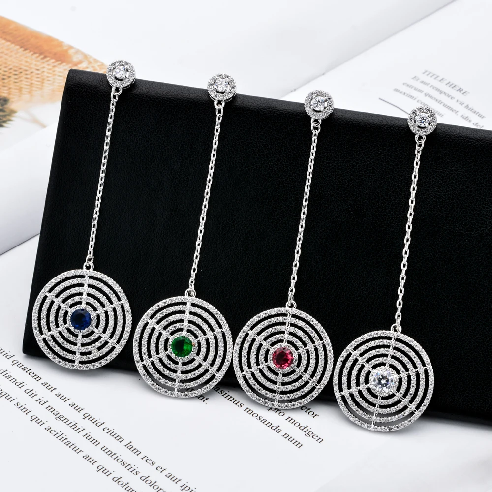 

Fashionable and exaggerated circular Zircon Earrings shaking from left to right, multi-color chain earrings for women/girls -299