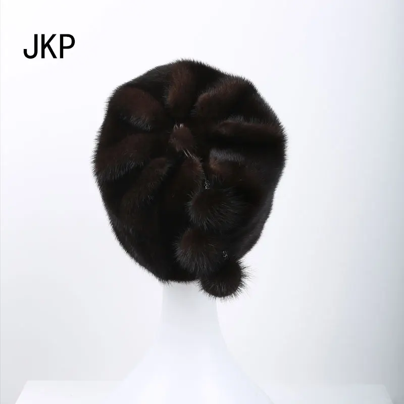 JKP 2018 русская зимняя меховая шапка из натуральной норки для женщин с головным