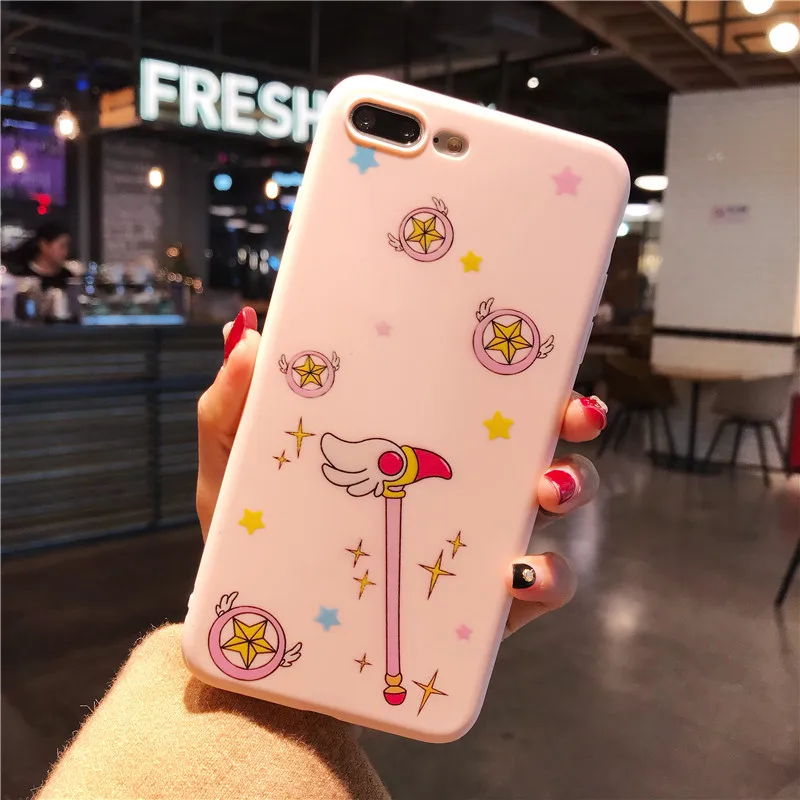 Для iPhone 8 8 plus Чехол+ пленка из закаленного стекла, Япония супер милый Captor SAKURA чехол для iPhone 6 S 6splus 7 7plus Fudas