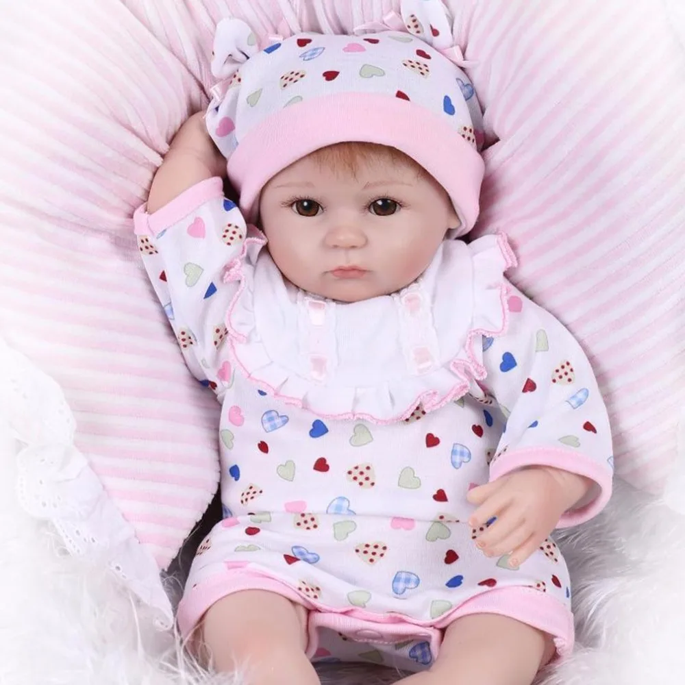 Милые 48 см Кукла реборн открыл глаза в форме сердца Одежда Мягкий силиконовый реалистичные новорожденных куклы для девочки лучший подарок