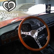 Volante de madera de 380mm, 15 '', para coches clásicos, Material de madera con radios de cromo plateado, volante de coche, nuevo estilo