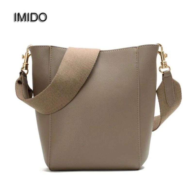 

IMIDO Luxury Design Women Messenger Bag Genuine Leather Cowhide Handbags Ladies Crossbody Chain Strap Shoulder Bag Bucket MG059