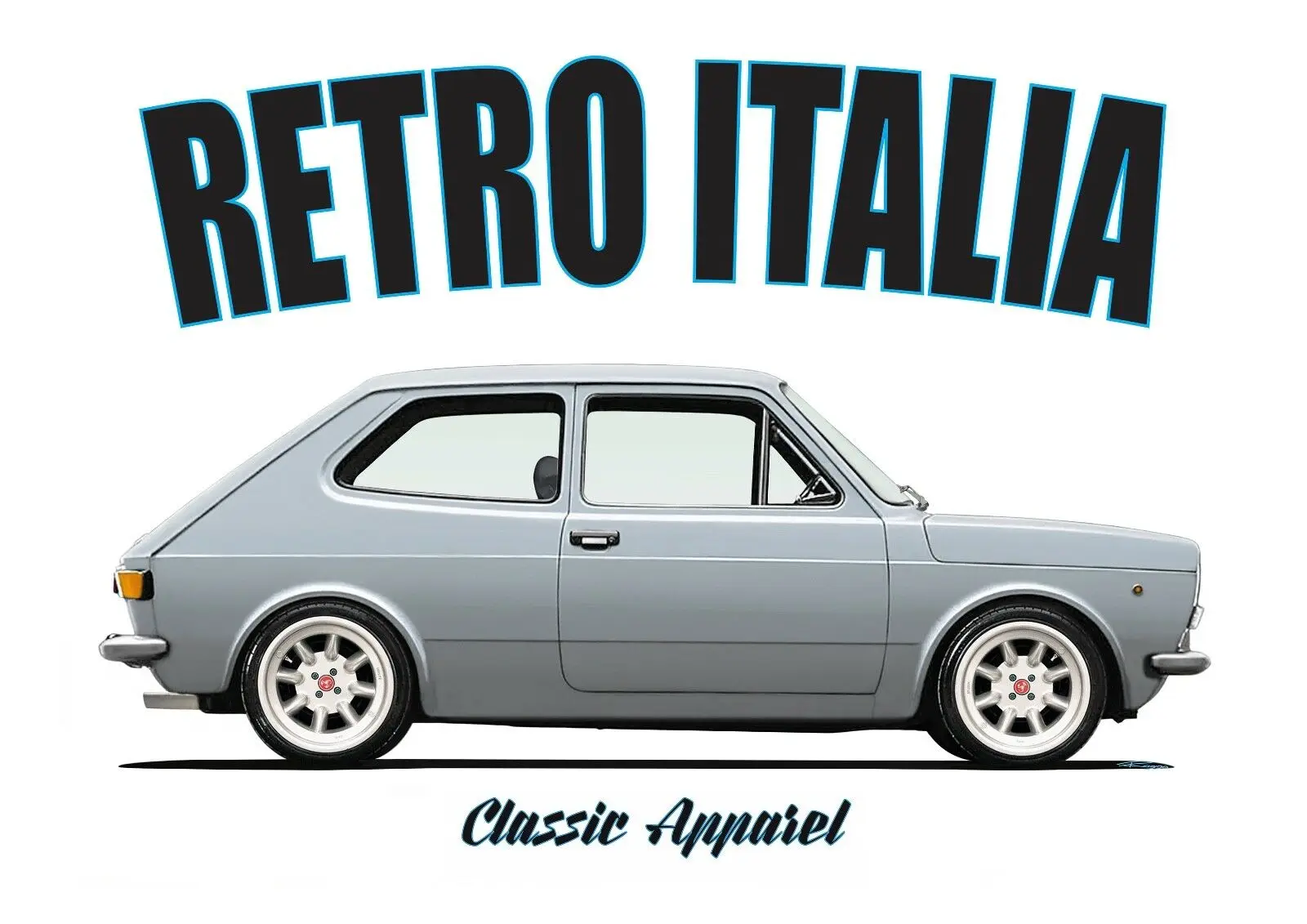 

FIAT 127 SERIES 1 t-shirt. RETRO ITALIA. CLASSIC CAR. ABARTH. MODIFIED.
